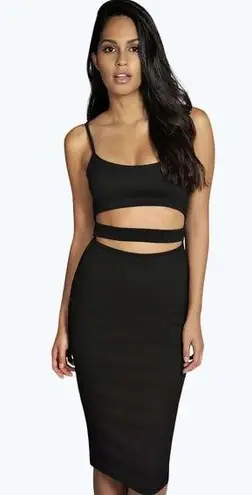 Boohoo Tanya strappy cut out midi dress black