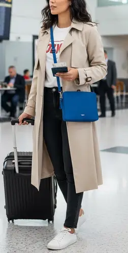 Tumi Prism Royal Blue Leather Tech iPad Mini Tablet Crossbody Bag