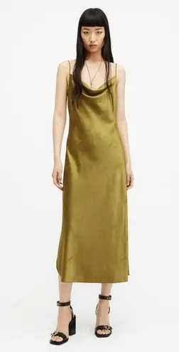 ALLSAINTS ππ Hadley Jacquard Slim Fit Midi Slip Dress ~ Y2K Sap Green US 4 NWOT