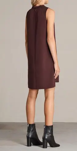 ALLSAINTS Jay Pleated Mini Dress XS Bordeaux Red Semi Sheer Casual Sleeveless