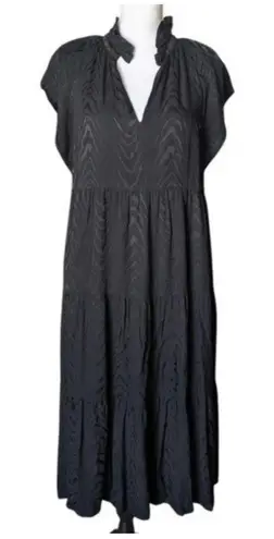 CROSBY by Mollie Burch Watts Black Midi Dress Size Medium retail $292 Ruffle - Image 1