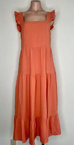 Comfy And Ready Reilly Ruffle Maxi Dress Size Small In Apricot