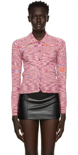 Gimaguas Sweater Women Medium Pink Purple Knit Collared Zion Cardigan Luxury