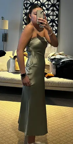 Hello Molly Green Satin Strapless Dress