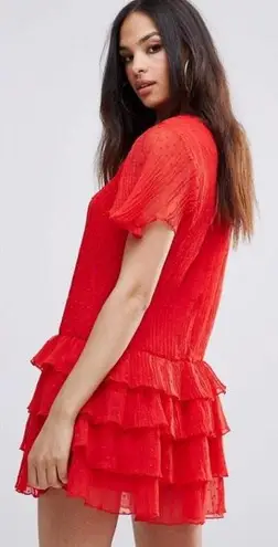 Missguided Red Ruffle Dress 