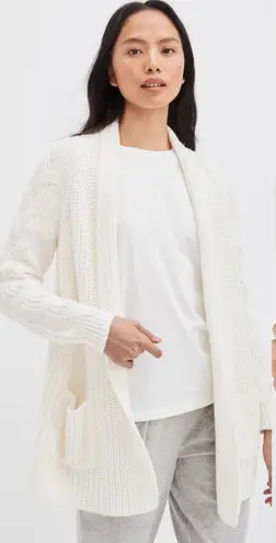 Haven Well Within Shaker Stitch Cable Knit Sleeve Cotton Blend Cardigan Sz M 💛🍄 White Size M