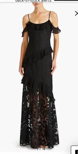 Monique Lhuillier NWT ML Sienna Ruffle Cold Shoulder Lace Gown Dress Sz 0 $595