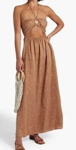 Anthropologie NWT  X Faithfull The Brand La Costa Cutout Printed Linen Maxi Dress