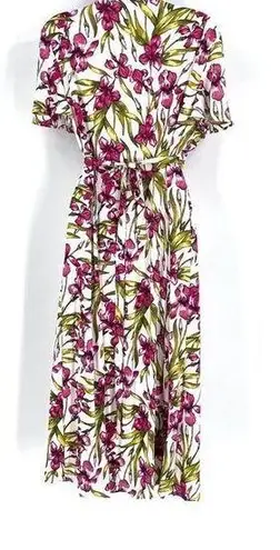 June and Hudson  Women's Floral Wrap Dress Maxi Spring Tie Back Red White Size larg