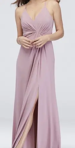 NWT DB Studio V Neck Draped Jersey Slit Maxi Dress in Dusty Rose Size 0 Pink