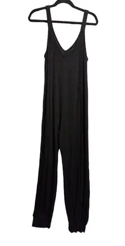 Eberjay Eberjey Elon Relaxed Rib Jumpsuit Black V-neck Relaxed Fit Loungewear M