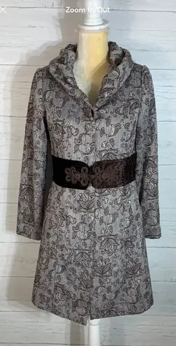 Nelli by Janice Jaraicie ~Women Brown & Ivory Floral Fully Lined Button-Up Coat M