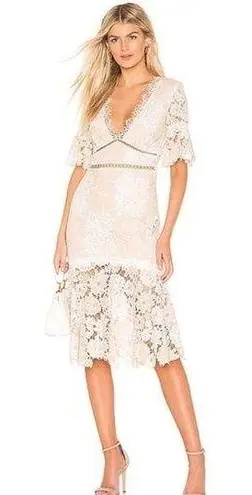 Saylor Maggy Lace Midi Dress Nude