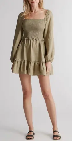 Quince NEW 100% European Linen Smocked Mini Dress Small