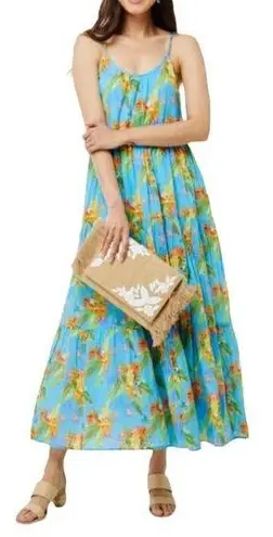 Roberta Roller Rabbit ROLLER RABBIT Dakota Maxi Dress Floral Caprice Blue Sleeveless Cotton Small NWT