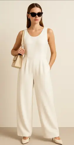 Bishop and Young White Jumpsuit Quiet Luxury Wide Leg Clean Girl Aesthetic