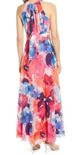 Eliza J ππ Halter Neck Maxi Dress ~ Bold Watercolor Abstract Floral Print 8 NWT
