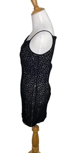 Jessica McClintock Vintage Gunne Sax  Black Silver Lace Slip Mini Dress Size 5/6