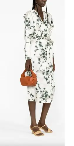 Rotate Birger Christensen Samantha Satin Wrap Dress Sycamore Comb Womens Size 6 Green