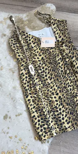 MINKPINK Leopard Print Denim Mini Dress