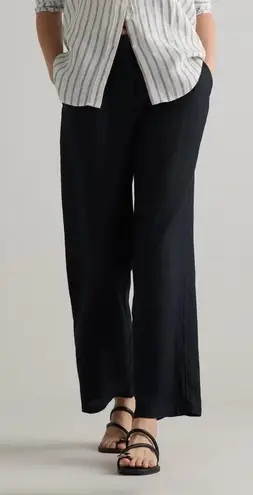 Quince Black 100% European Linen Pleated Wide Leg Trousers Womens Size 4