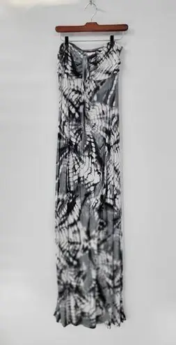 Hula Honey Womens Dress Medium Gray White Tie Dye Strapless Maxi Summer Beach
