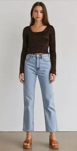 Open Edit NWT Nordstrom Scoop Neck Crop top - Small - Black Brown Shadows