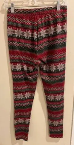 Shosho Cozy Fleece High Waist Holiday Christmas Leggings Large