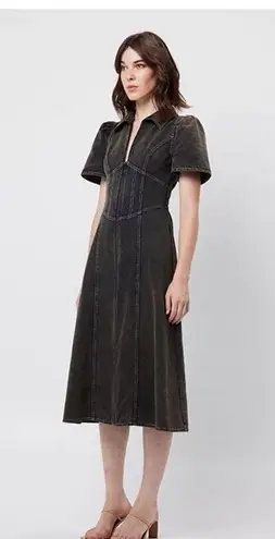 Elliatt Matisse Denim Short Sleeve Midi Dress Black Size S NWT