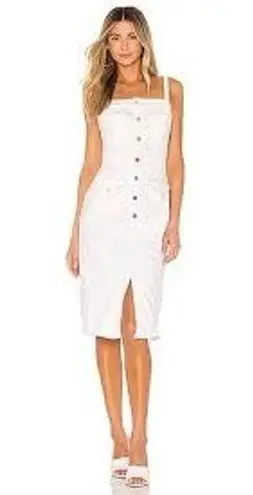 New MOTHER | XS | To The Point Dress Rainbow Button White Denim Dress BodyCon