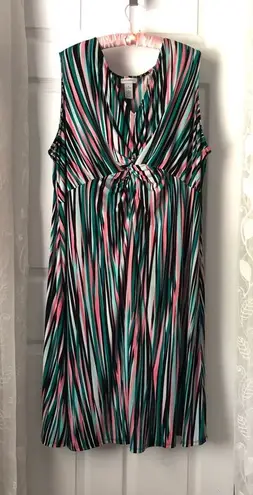 Catherines Womens Striped Knee Length Dress Plus Size 3X V-Neck Sleeveless