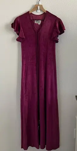 Vintage Corky Craig California Maroon Velour Dress Maxi Small