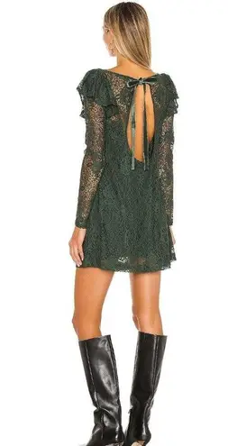 Tularosa  Dress Leeann Lace Long Sleeve in Forest Green XSmall