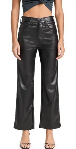 NWT MOTHER Women's The Rambler Zip Ankle Faux Leather Jeans Size 28 Black