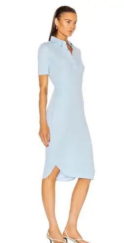 Helmut Lang Collared Baby Blue Rib Knit Midi Dress Shirt Dress Size Large Ribbed