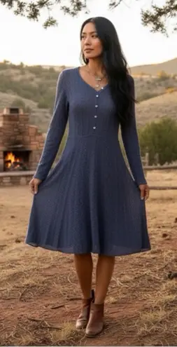 Peruvian Connection Pointelle Knit Sheer Sweater Dress in Size XL