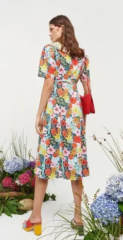 Celia B Nanna Floral Button Front Midi Dress Multicolor Womens Size XL Red