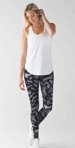 Lululemon Womens Leggings Warp Ice Grey Black Wunder Under Pant Pull On Size 6