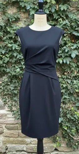 NWT Lafayette 148 Spark Sheath in Black Cap Sleeve Wool Blend Dress 8