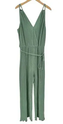 Oddy Sage Green Plisse Sleeveless Jumpsuit size 2X Belted NWT