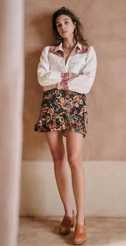 Sézane | Tia Western Button-down Shirt Ivory Red Paisley Rare ❤️ US2 FR34