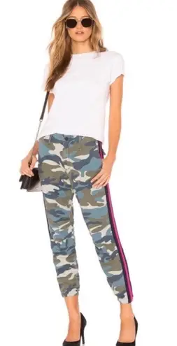 MOTHER Denim MOTHER- No Zip Misfit Straight Leg Camo Print Cropped Pants Side Stripe Jogger