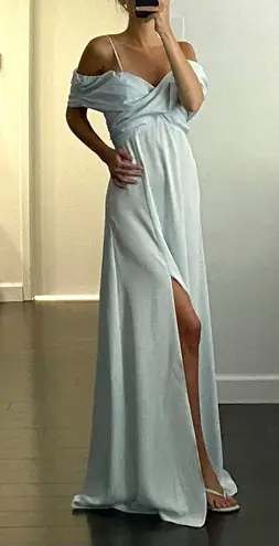 LPA / Revolve Shirred Cross Front Gown in Powder Blue