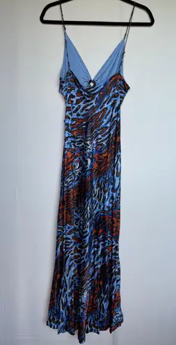 Jonathan Simkhai Standard Eliza leopard print cutout satin midi slip dress large