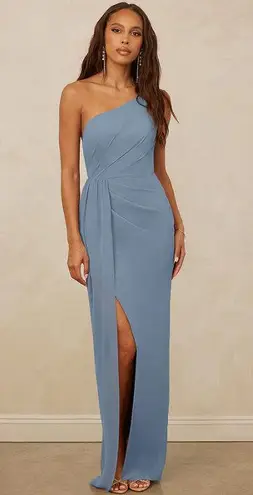 Azazie Christian Siriano Bridesmaid dress in dusty blue chiffon