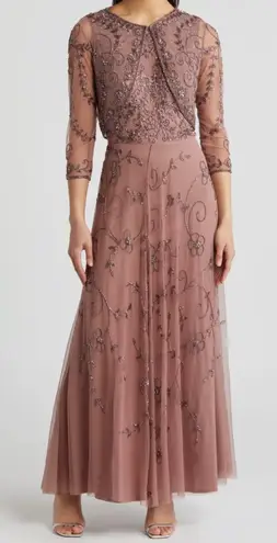 Pisarro Nights Beaded Jacket + Dress Mauve Size 6 S Purple