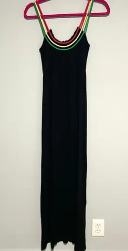 Sevengate Black Maxi Colorful Straps Vacation Beach Dress Size M