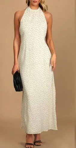 Lulus NEW Lulu’s Wonder Years Halter Maxi Dress size S Ivory Polka Dot