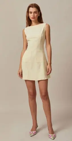 Rihoas Yellow Boat Neck Cutout Mini Dress