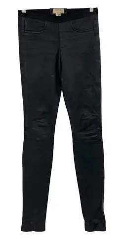 Helmut Lang Black Leather Pull-On Skinny Legging Moto Pants Size 0 *Flawed